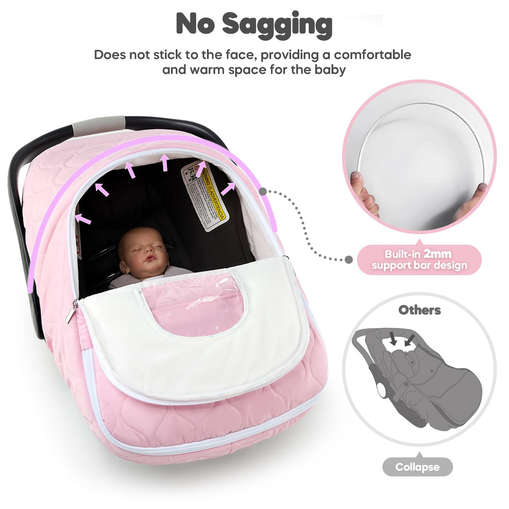 Mamatepe winter baby car seat cover breathable fleece maintains airflow and comfort in cold rides.