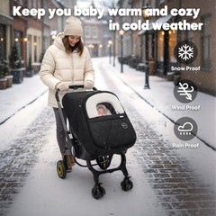 Mamatepe winter baby car seat cover windproof panel blocks drafts on cold days.