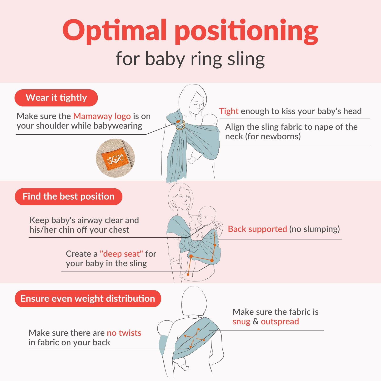 Mamaway Ring Sling storage pocket design neatly tucks essentials on the go