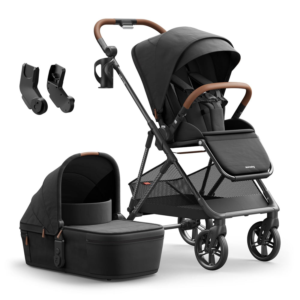 MAMAZING Air Lux stroller carbon-fiber frame demonstrates strength and lightness for city walks.