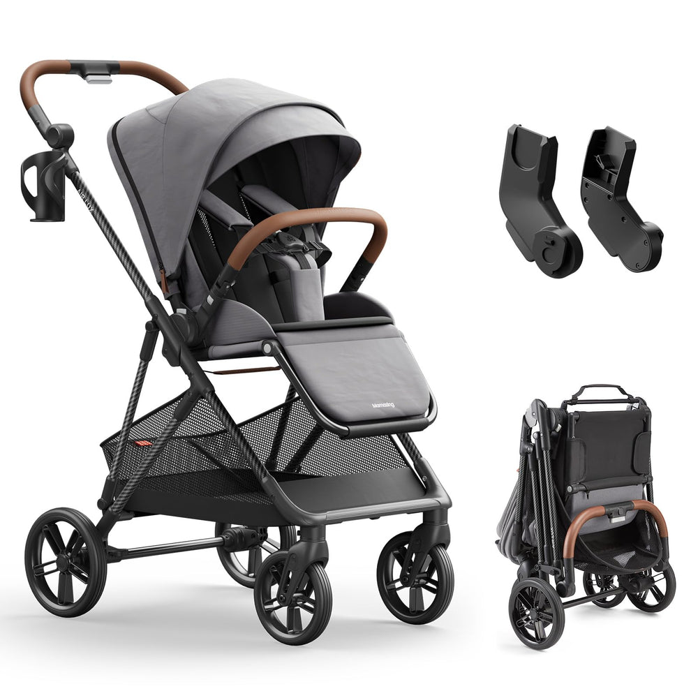 MAMAZING Air Lux stroller carbon-frame close-up showing lightweight strength for busy days.