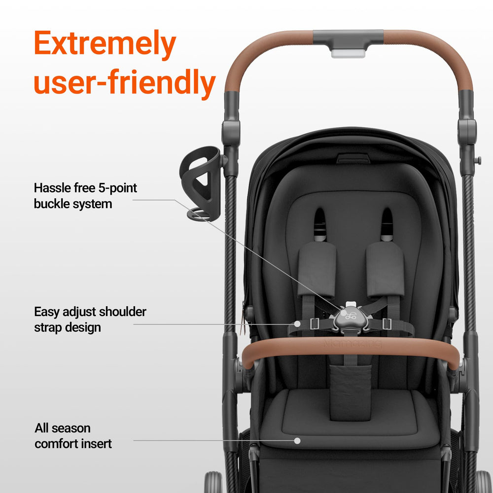MAMAZING Air Lux magnetic buckle enables quick secure harnessing.