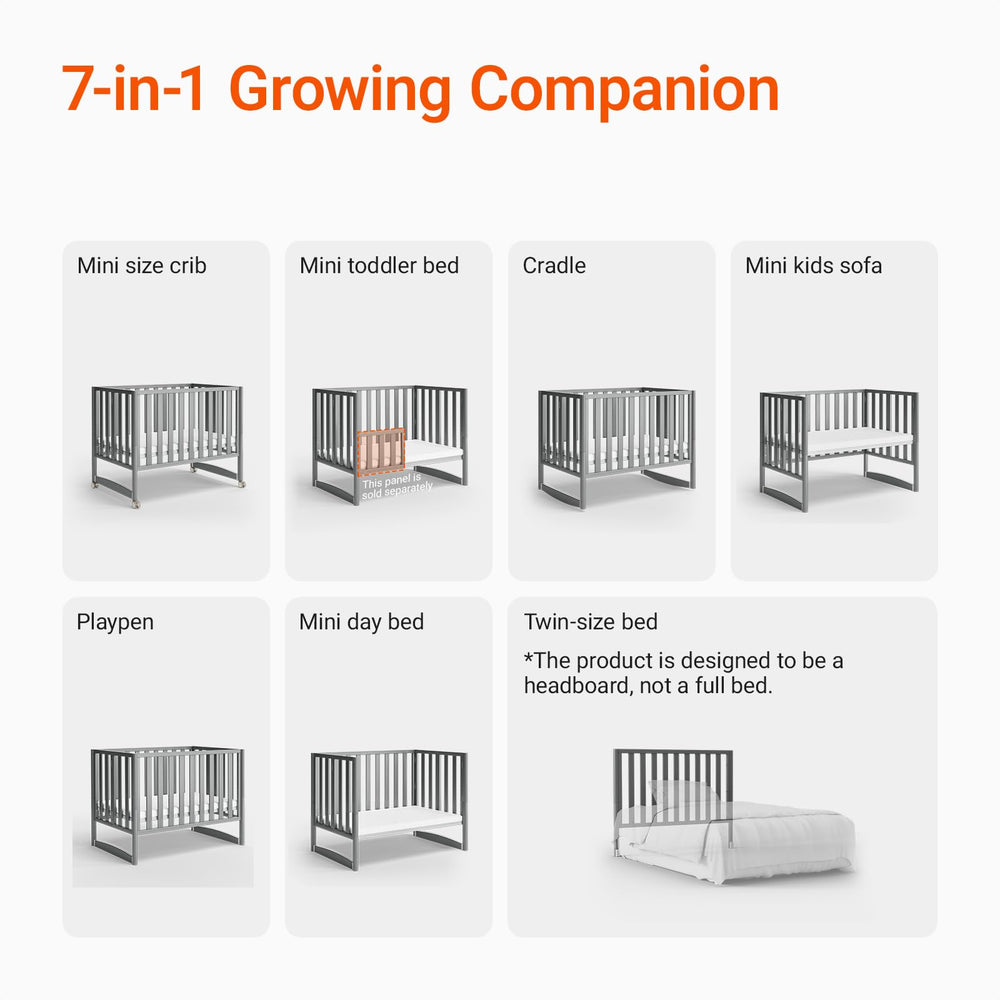 MAMAZING EvoNook 6-in-1 setup demonstrates full to kid bed conversion options