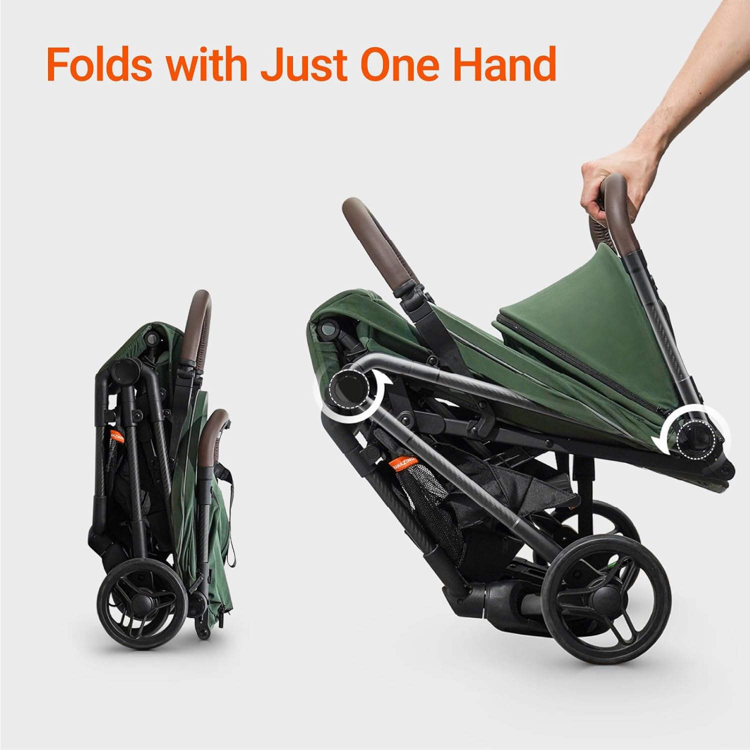MAMAZING 5-point harness and foot-operated brake system offer secure safety and reliable control.