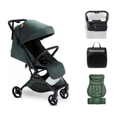 MAMAZING lightweight travel stroller with carbon fiber frame showcased for easy portability.