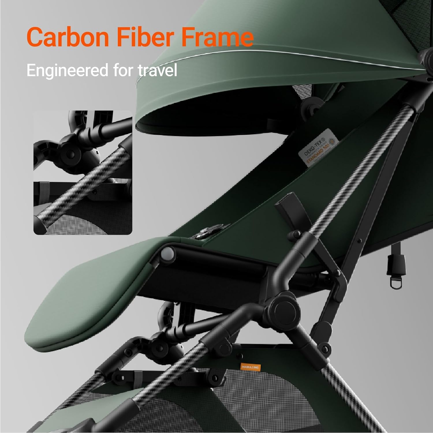 MAMAZING one-handed fold design enables quick transitions from stroll to stow smoothly.