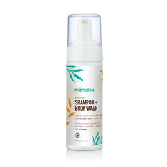 Mambino Organics Soothe Me shampoo bottle with lavender promotes calm bath time.