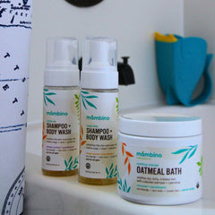 Mambino Organics Soothe Me kid lather close-up shows gentle cleansing ritual.
