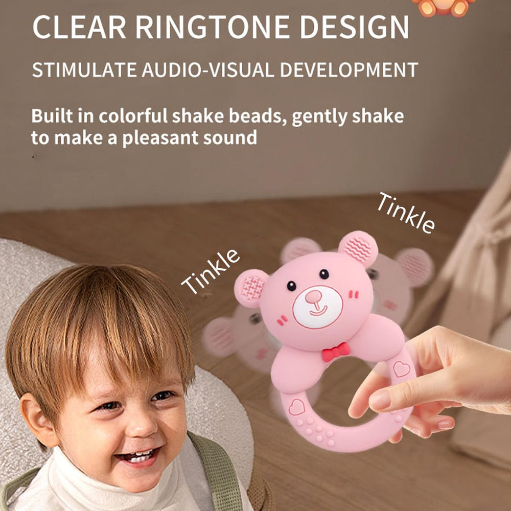 Mamigeor Baby Bear teether textured ears close-up for soothing oral exploration