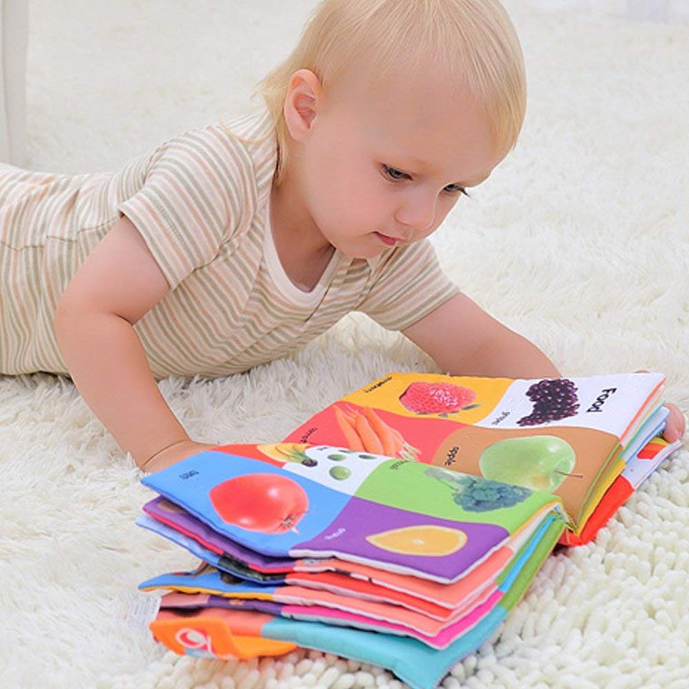 MAMMA Kiddie baby soft activity book textured tabs aid grasping and fine motor play.