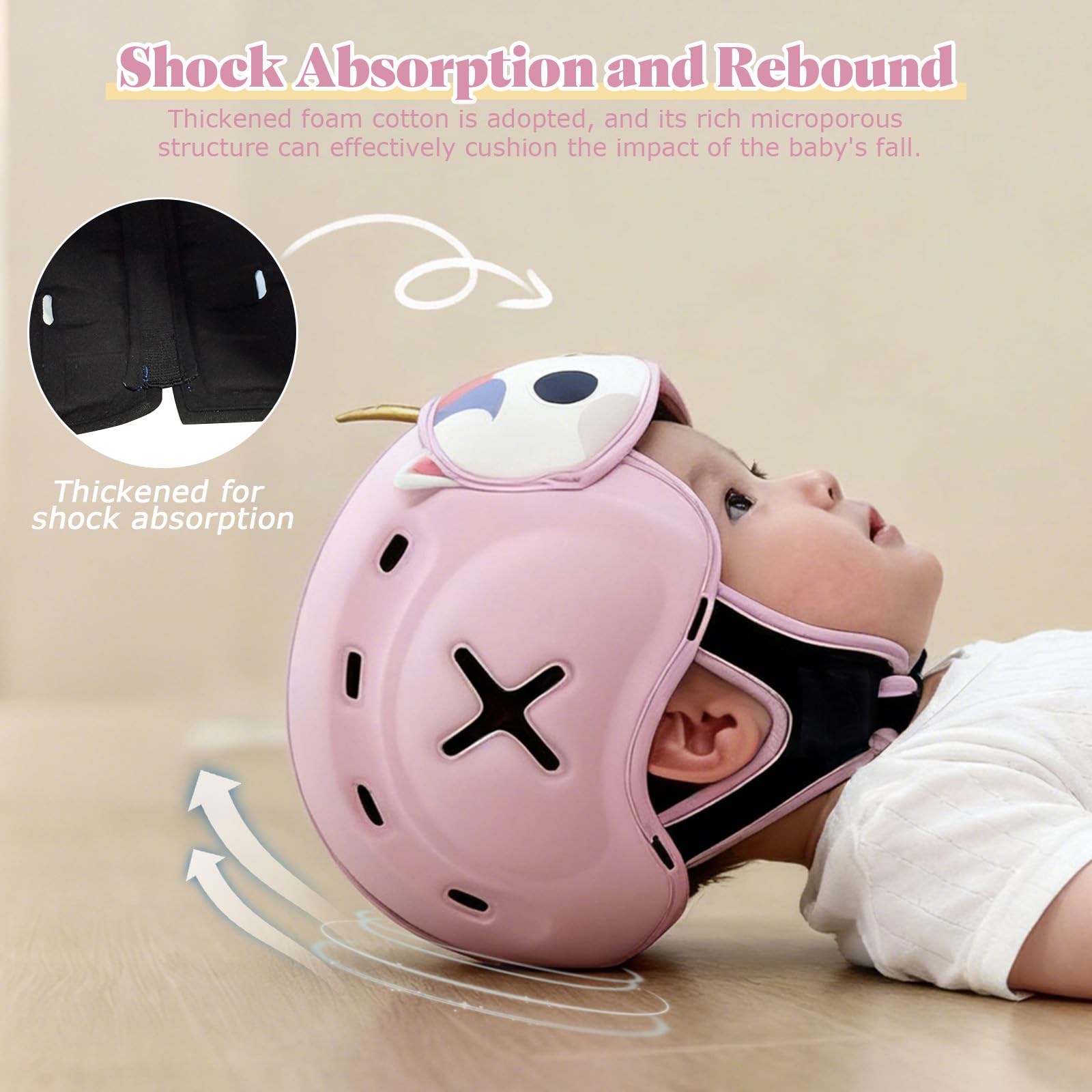 MAMBOBABY Guard unicorn helmet close foam shows dense shock-absorbing cushioning.