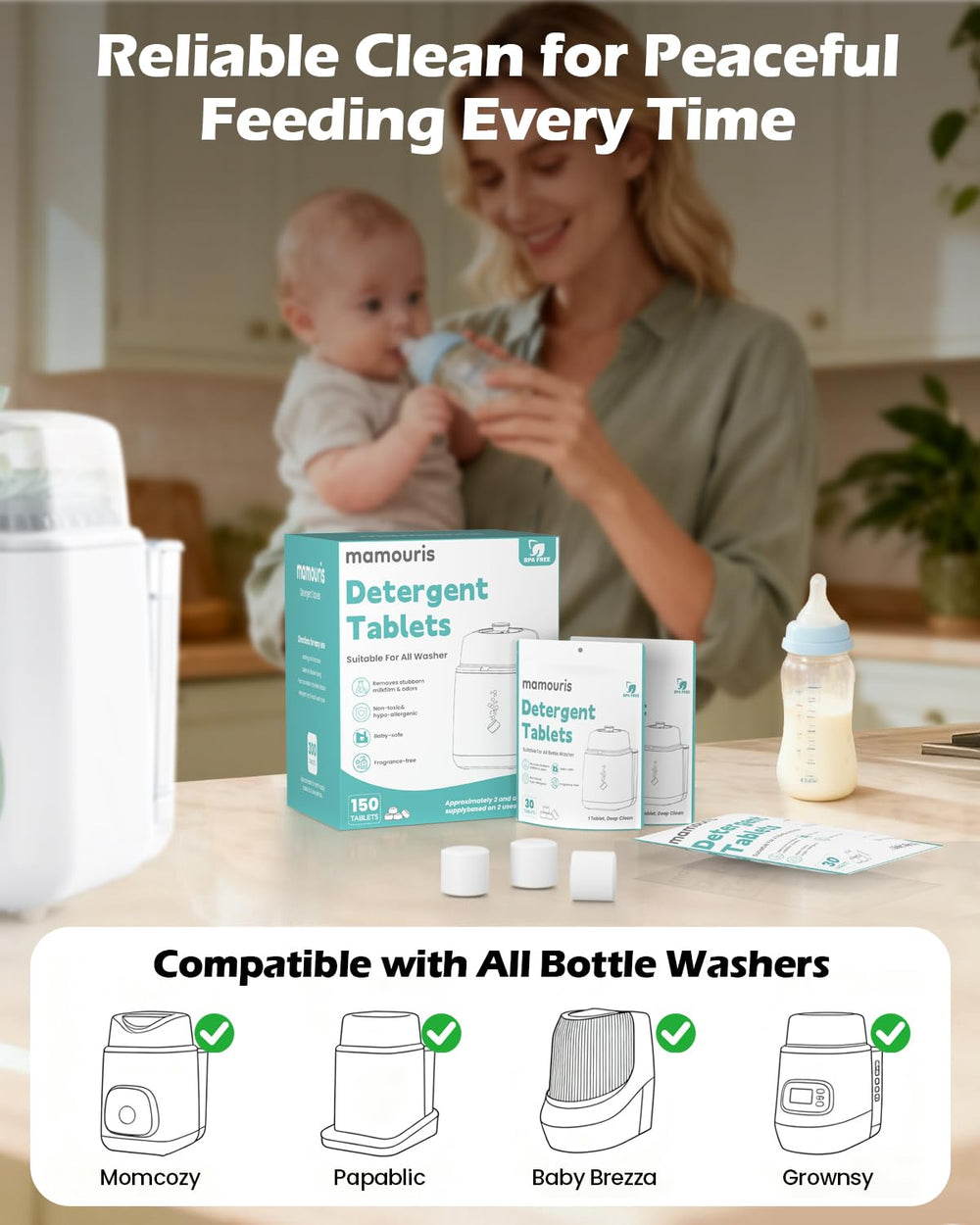 Mamouris packaging shows resealable pouches for travel cleaning