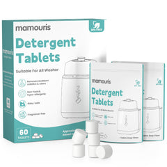 Mamouris bottle-washer pack 60 tablets for quick, thorough bottle cleaning.