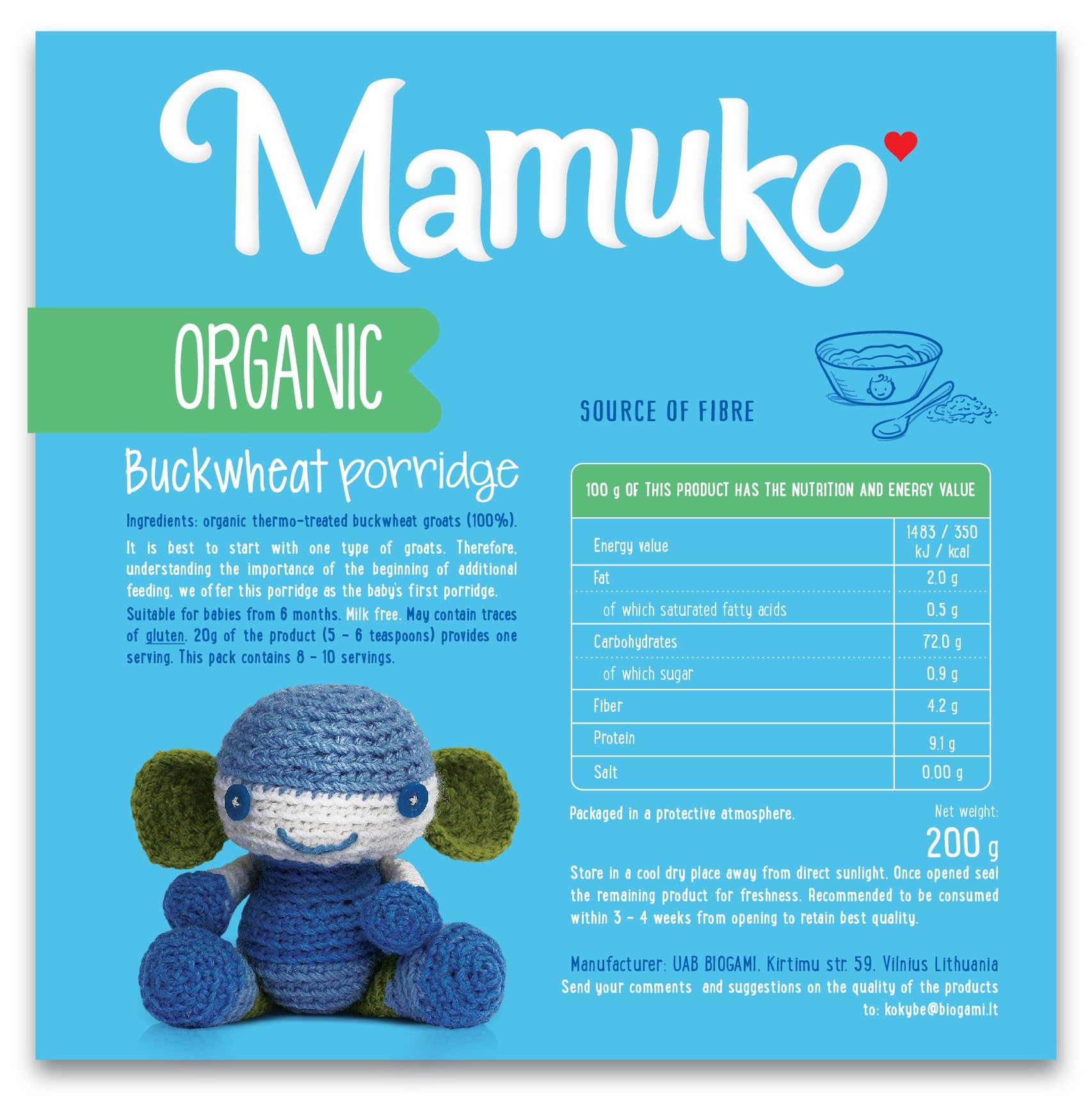 MAMUKO porridge preparation bowl shows quick 3–5 minute meal for busy parents