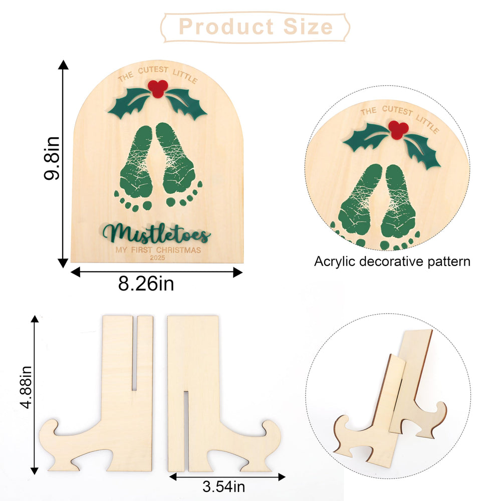 MAMUXI baby footprint on natural wood keepsake