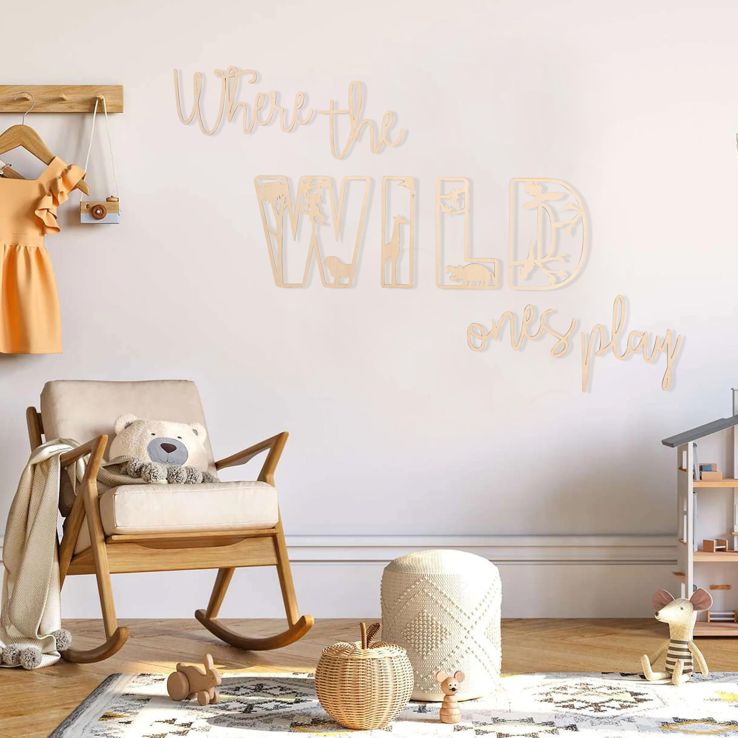 MAMUXI wooden nursery sign natural wood highlights warm textures for cozy kids spaces.