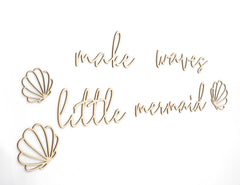 MAMUXI wooden word Make Waves for wall art adds whimsical maritime charm.