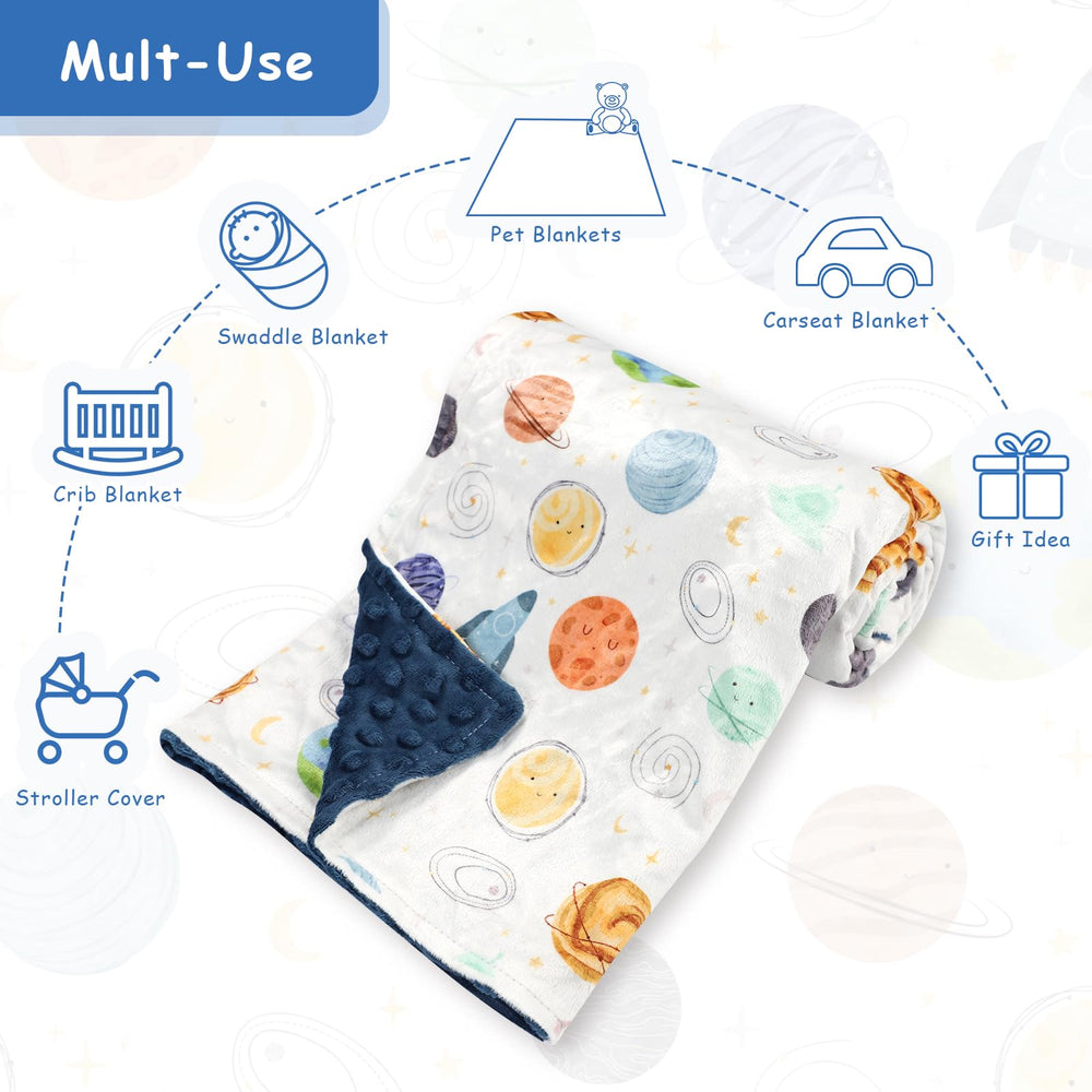 Man Fai Sky baby blanket showing machine washable care for easy maintenance.