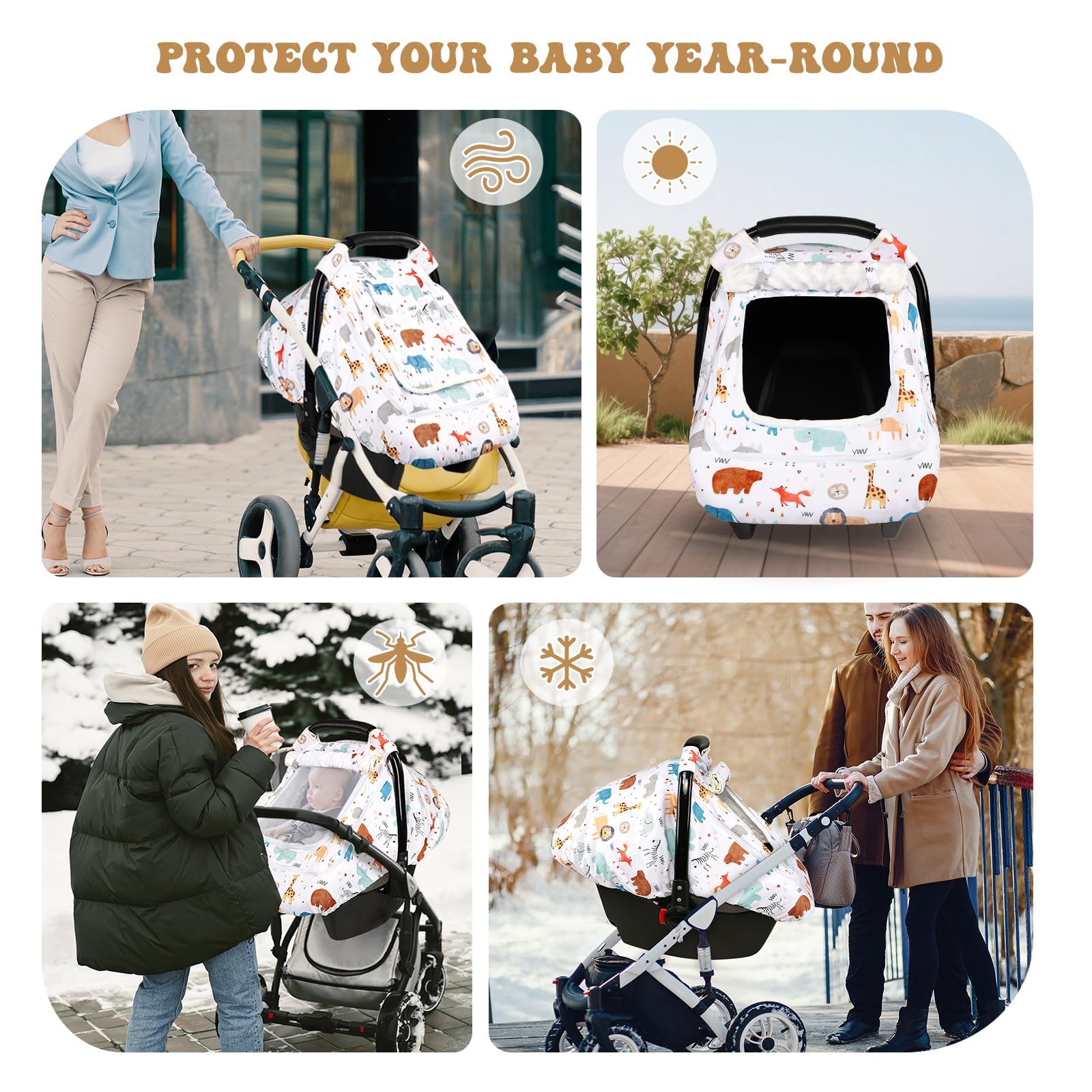 Man Fai Sky animal-pattern winter car seat cover for baby