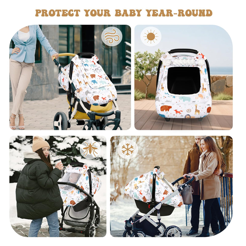 Man Fai Sky animal-pattern winter car seat cover for baby