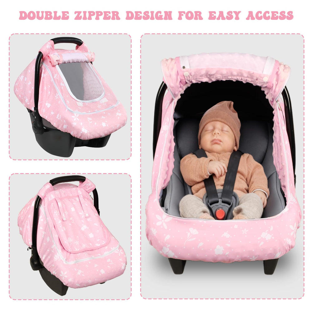Man Fai Sky baby car seat cover winter elastic bottom view enables quick, secure installation.
