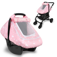 Man Fai Sky baby car seat cover winter front view provides cozy privacy and warmth on trips.