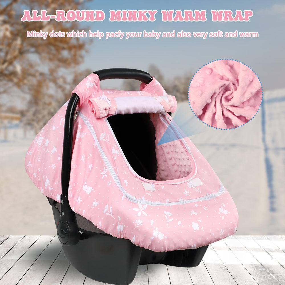 Man Fai Sky baby car seat cover winter full coverage back view ensures full privacy during crowded rides.