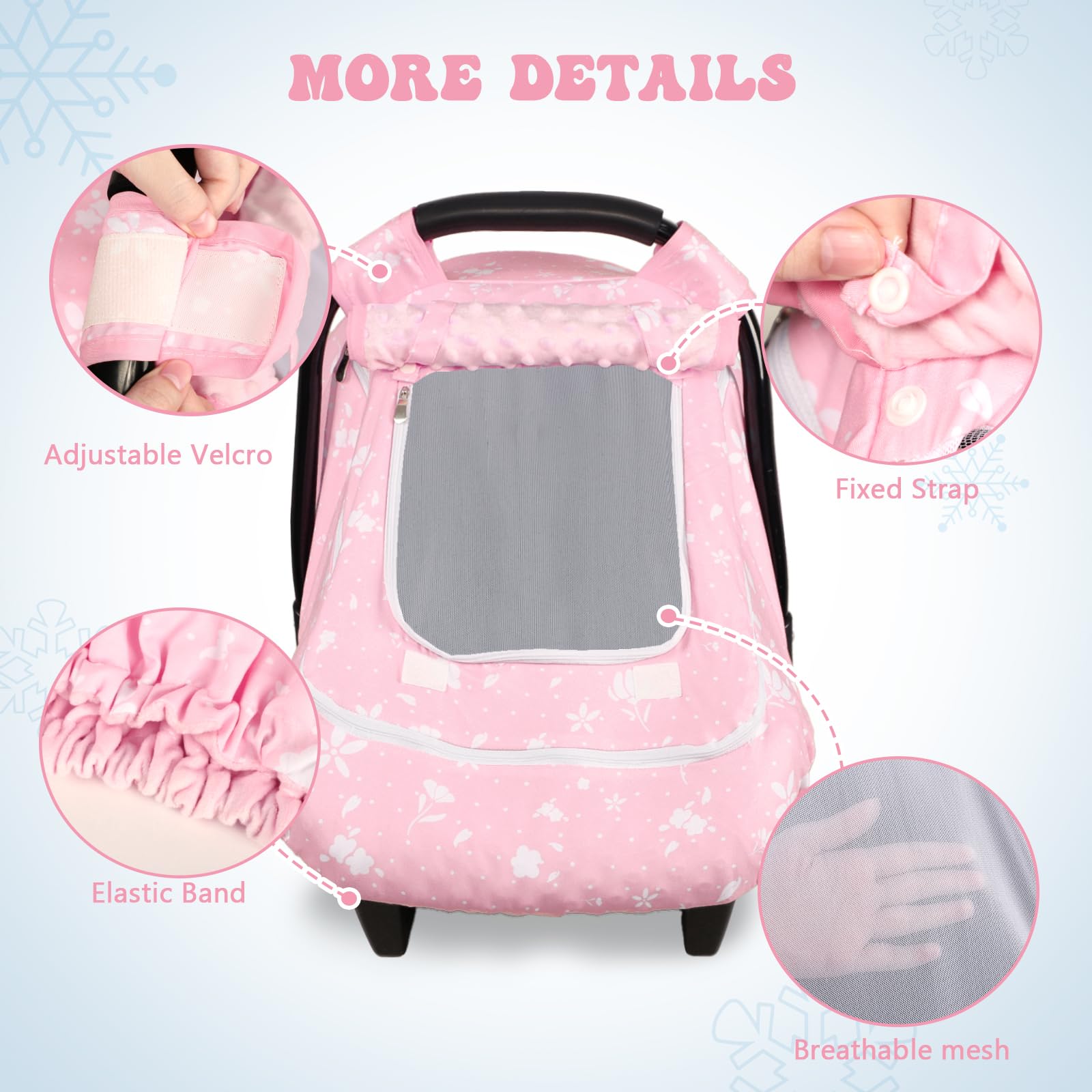 Man Fai Sky baby car seat cover winter waterproof front detail highlights splash resistance.