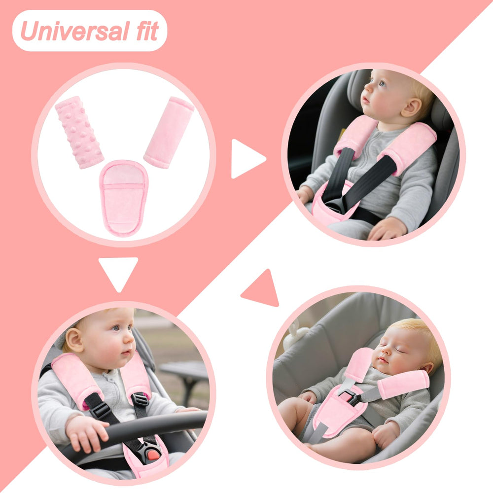 Man Fai Sky pink strap covers fit most seats and strollers