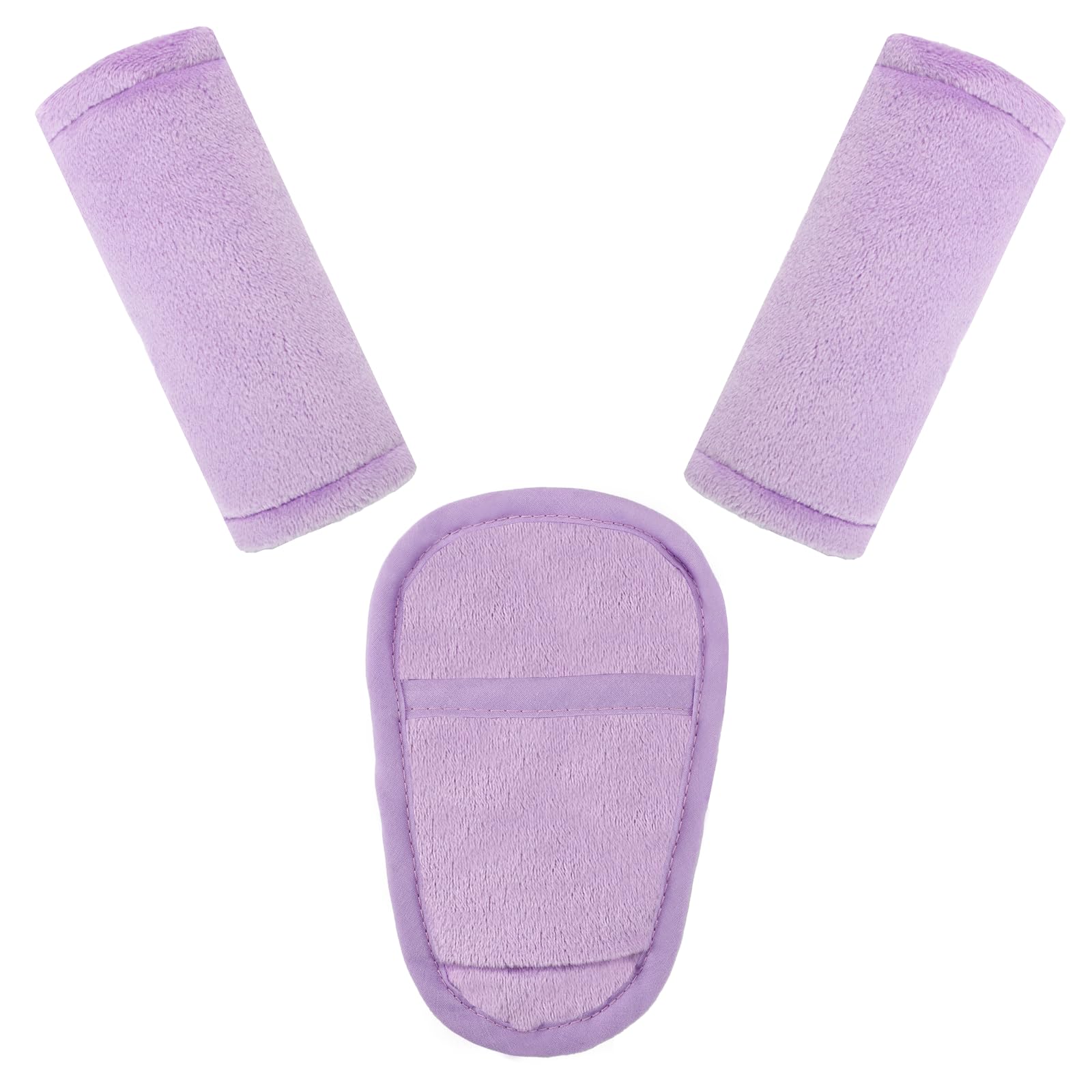 Man Fai Sky car seat straps pads purple packaging promotes comforting travel.