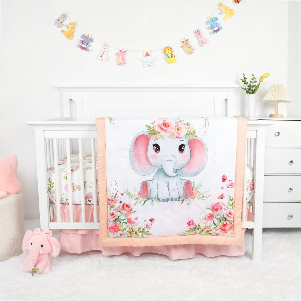 Man Fai Sky elephants crib bedding cover shows soft, cozy comfort for newborn sleep