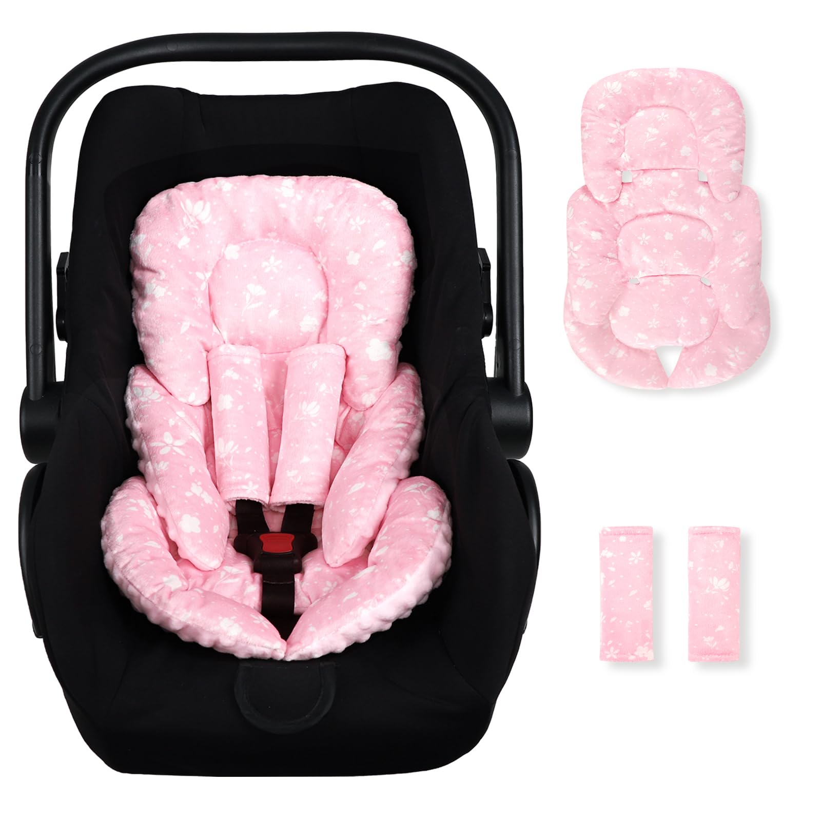 Man Fai Sky infant car seat insert head support provides snug head and neck stability on rides.