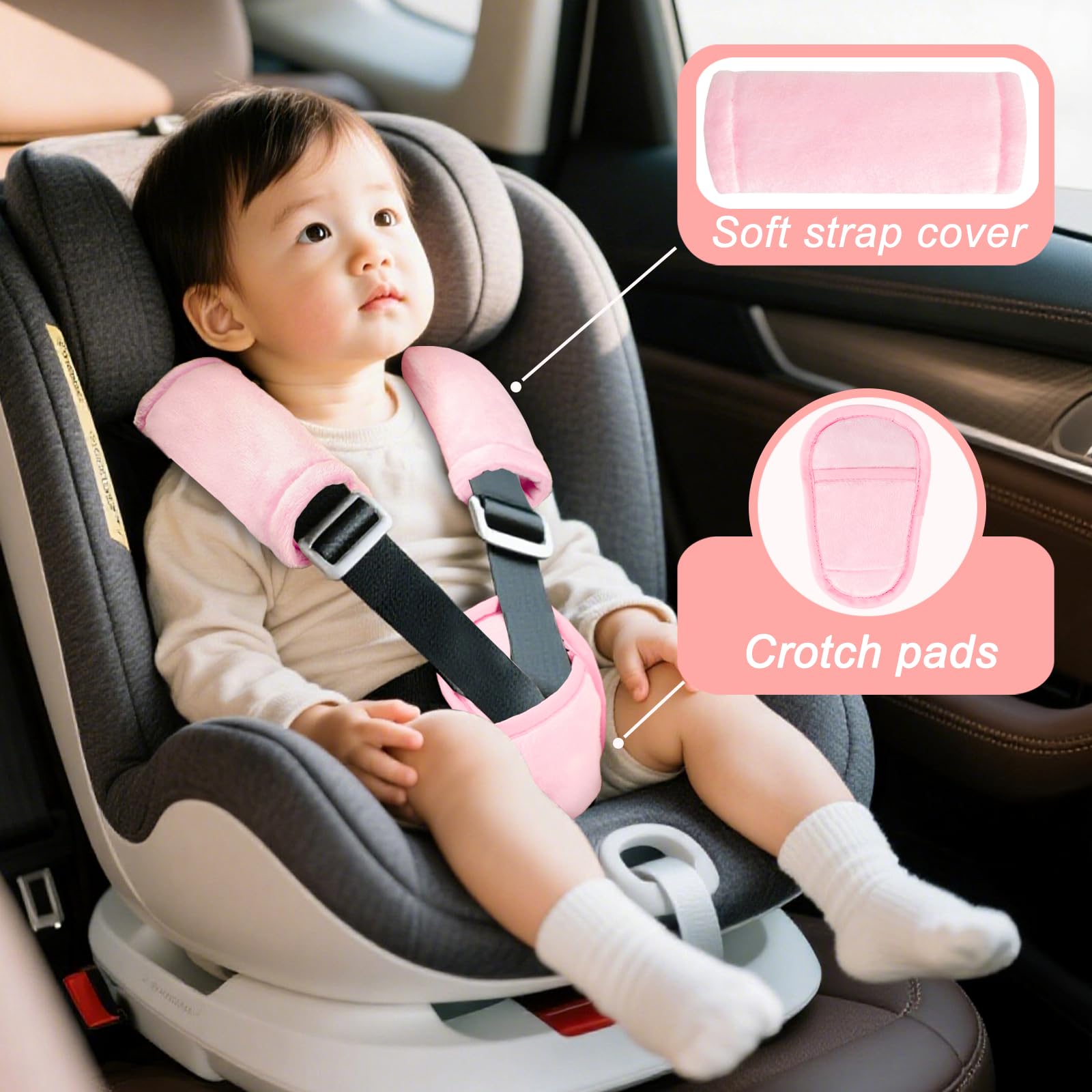 Man Fai Sky infant strap pad soft plush pink for gentle head and neck support