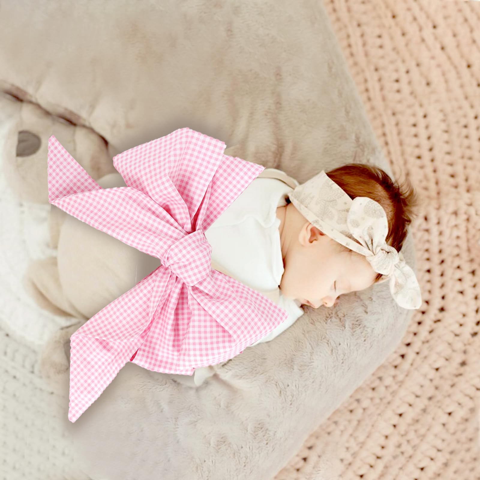 Man Fai Sky decorative strap on swaddle demonstrates gift-worthy photography props and newborn styling.