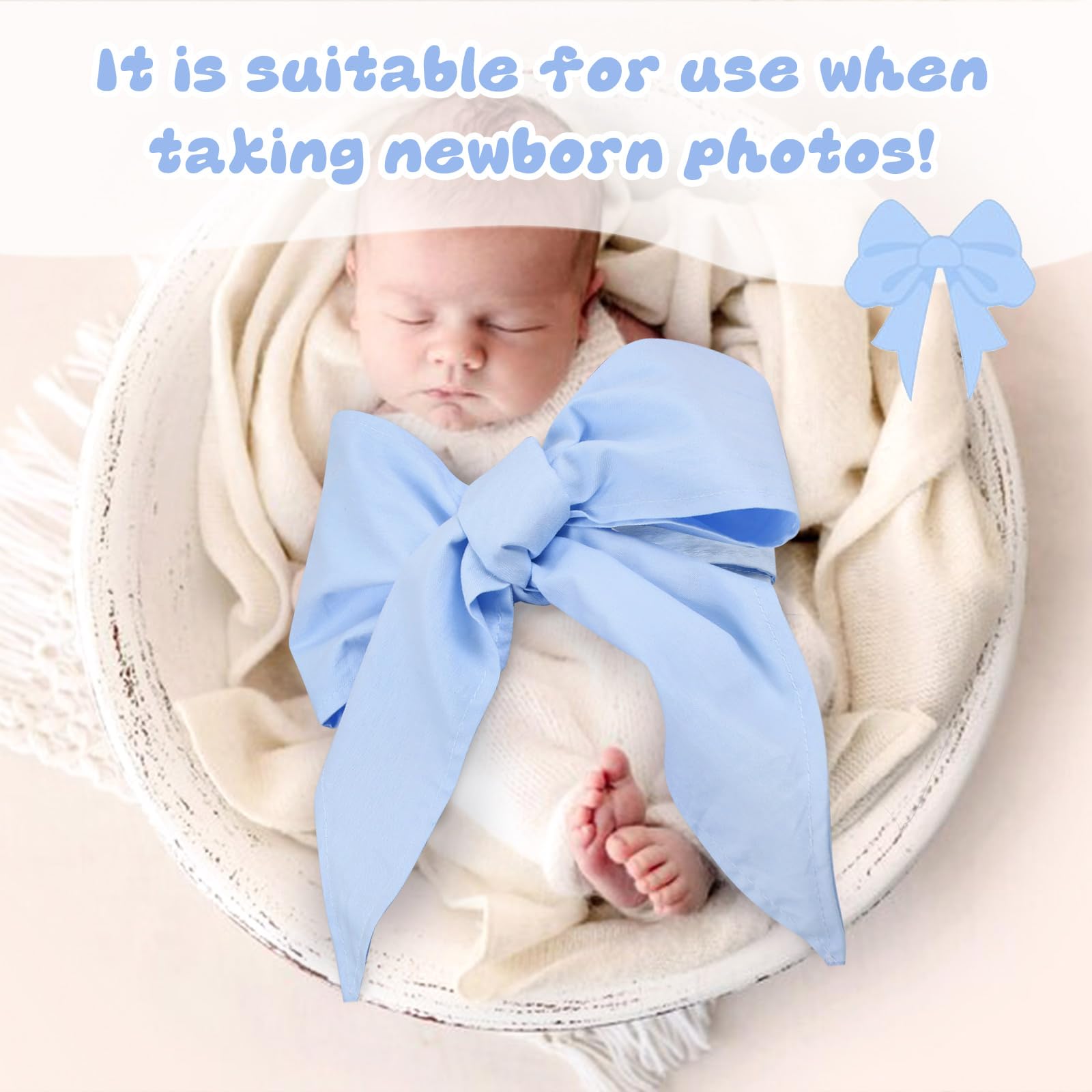 Man Fai Sky blue sash accent on newborn outfit shoot.