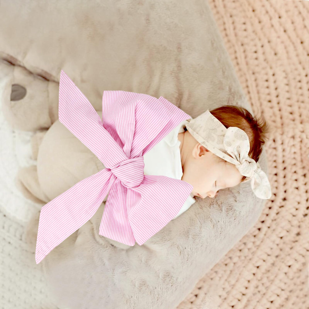 Man Fai Sky swaddle sash pink stripes styling baby's outfit for photo sessions