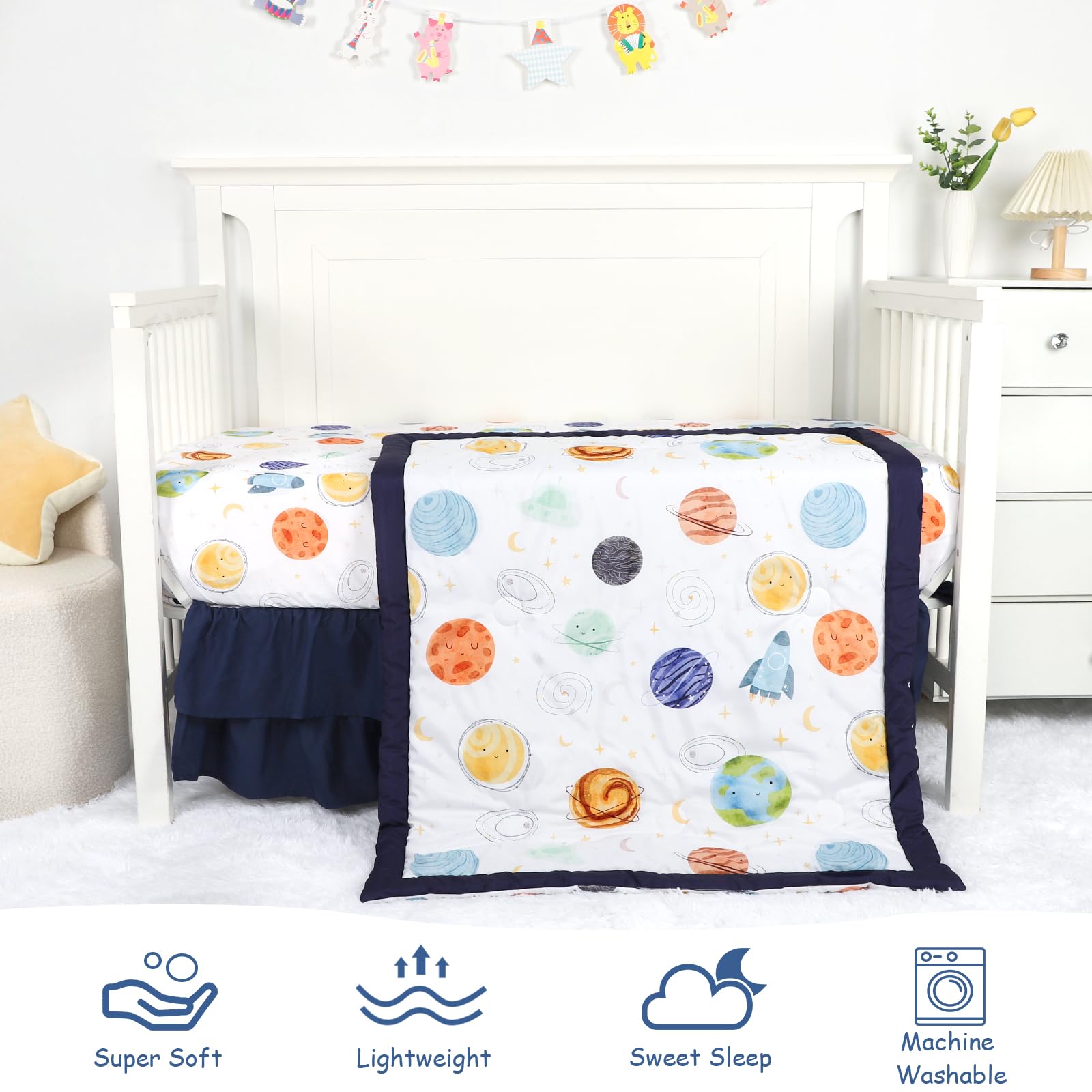Man Fai Sky planets crib sheet – breathable base for peaceful nights