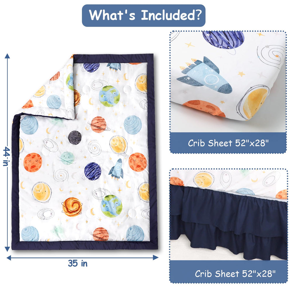 Man Fai Sky planets crib skirt – keeps crib neat and tidy