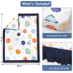 Man Fai Sky planets crib skirt – keeps crib neat and tidy