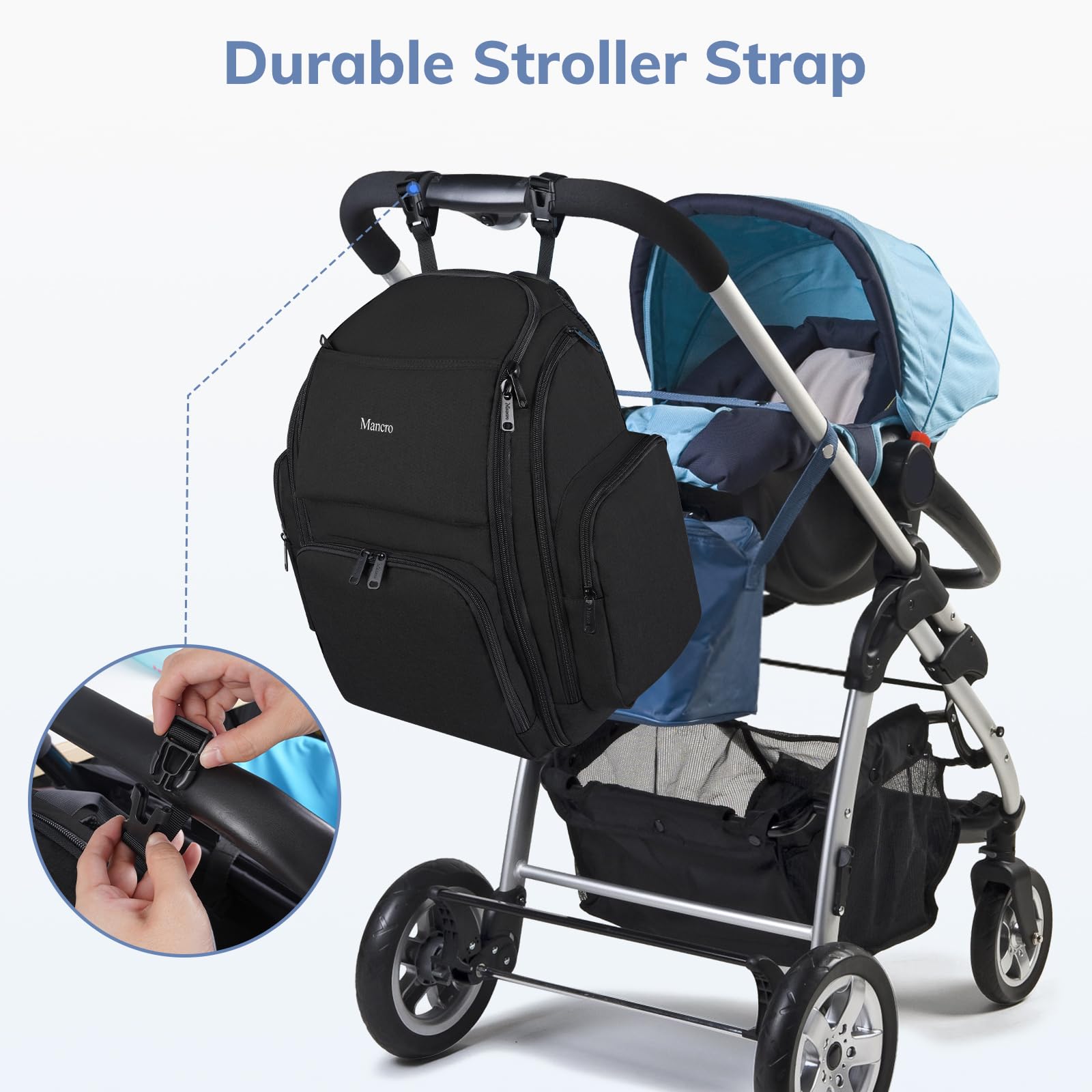 Mancro backpack-diaper-bag ergonomic-design padded support for all-day comfort