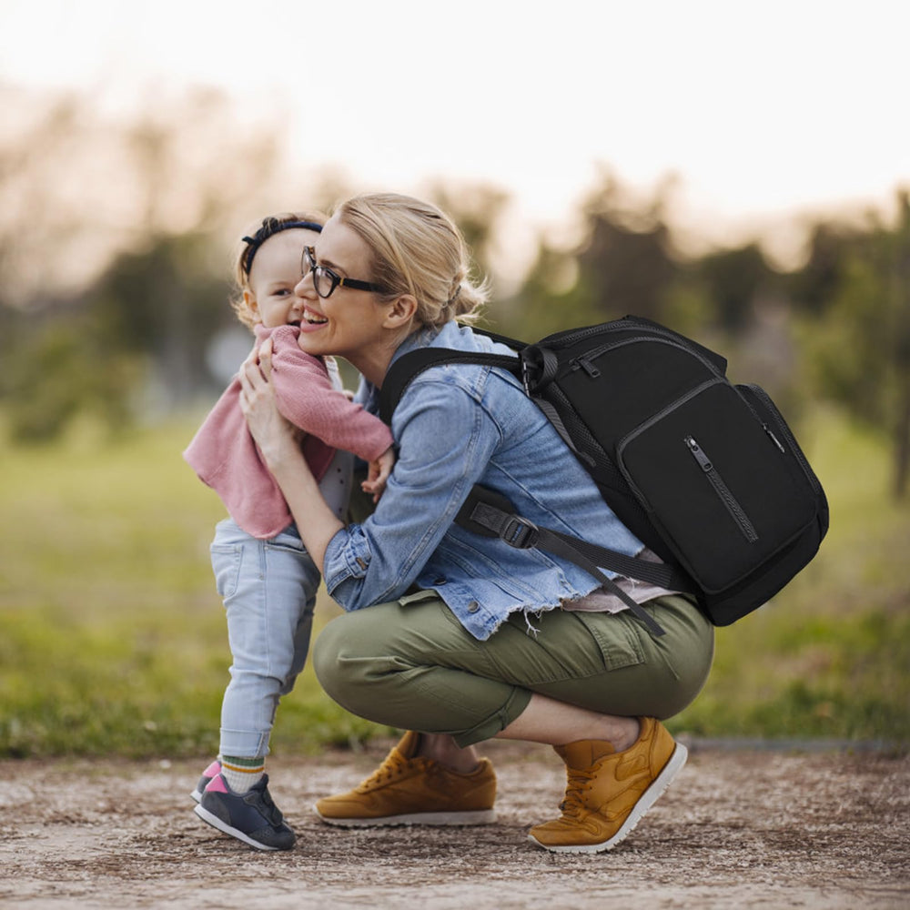 Mancro backpack-diaper-bag top-handle easy grabbing and versatile carrying