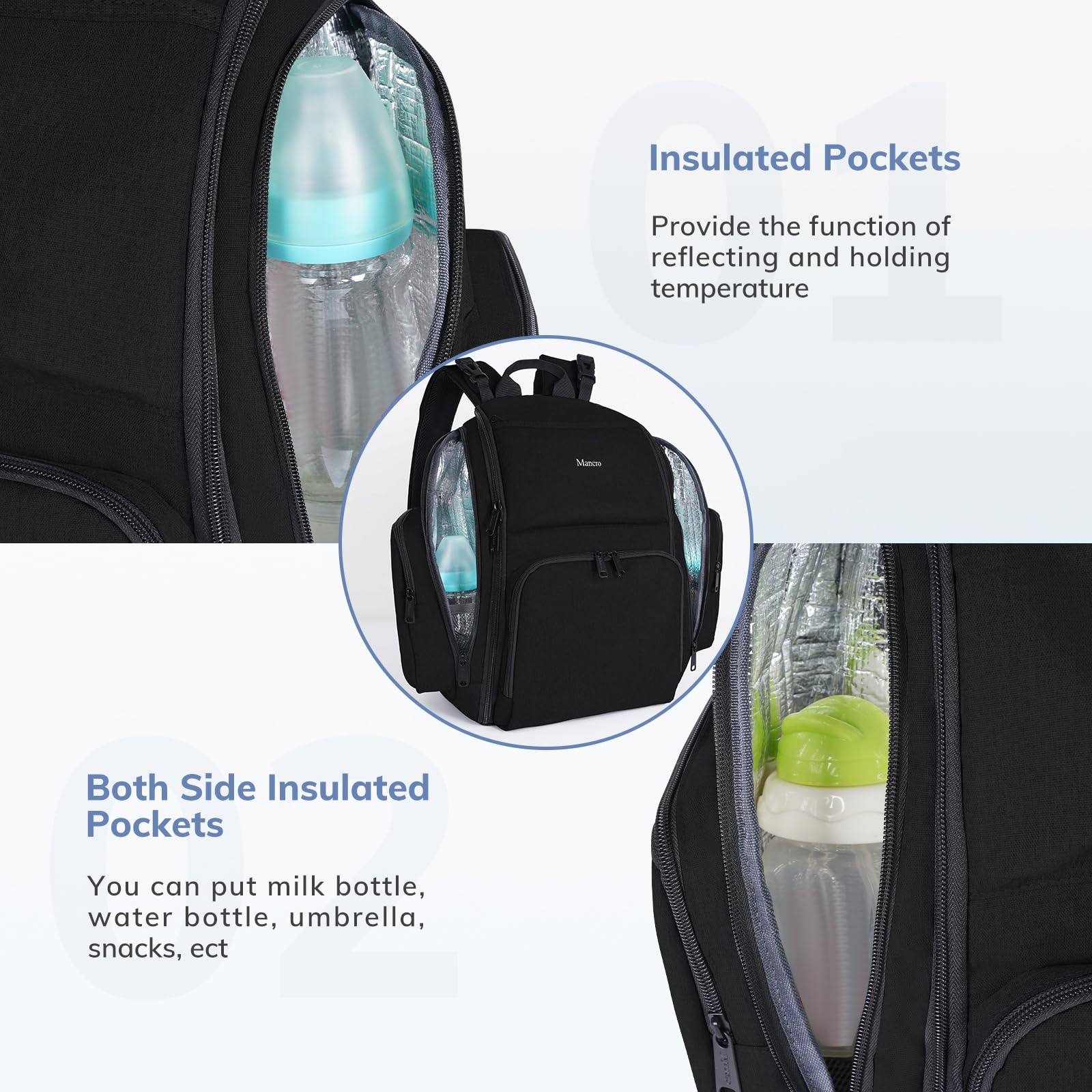 Mancro diaper-bag waterproof-material durable water-resistant fabric protects essentials