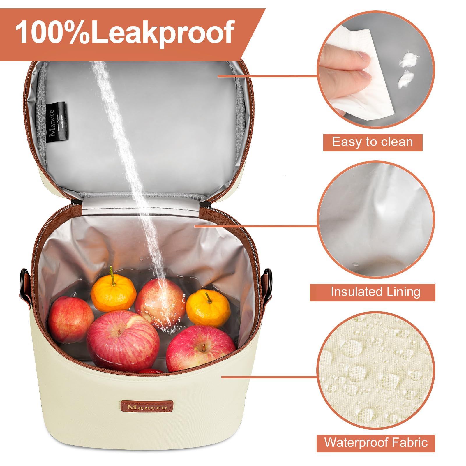 Mancro breast milk cooler beige detachable shoulder strap enables hands-free mobility