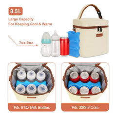 Mancro breast milk cooler beige top handle for easy on-the-go transport