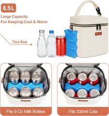 Cream Mancro cooler bag highlighting stylish, compact design for daily use.