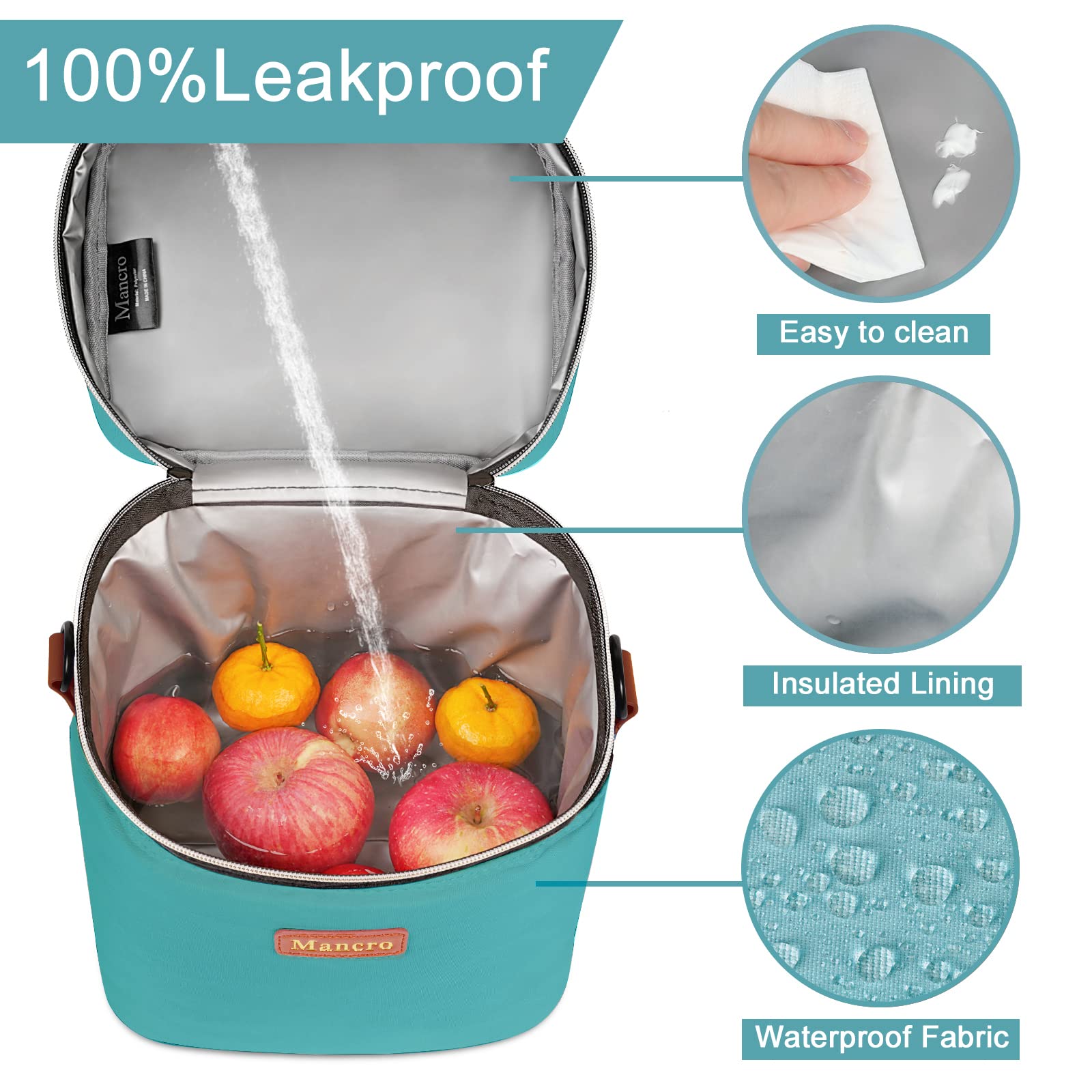Blue ice pack included keeps contents cool for up to 10 hours.