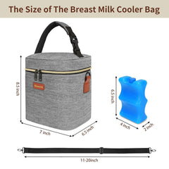 Mancro cooler bag showing ice pack compatibility for extended cooling.