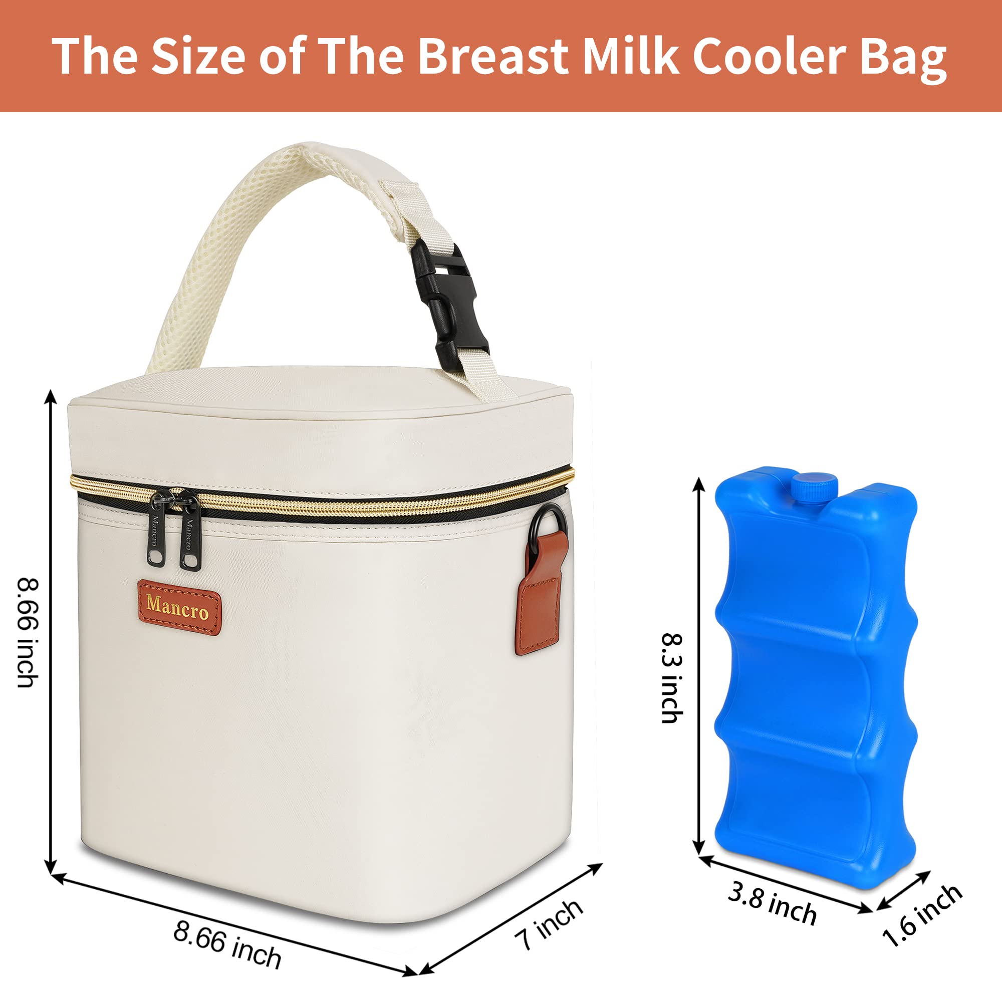 Mancro cooler bag shown with included ice pack for lasting freshness outdoors.