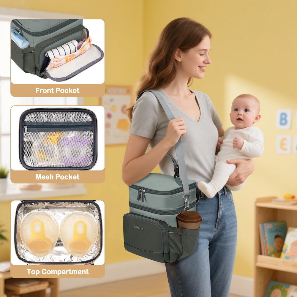 Mancro Breastmilk Cooler Bag includes an ice pack and three-layer insulation for up to eight hours
