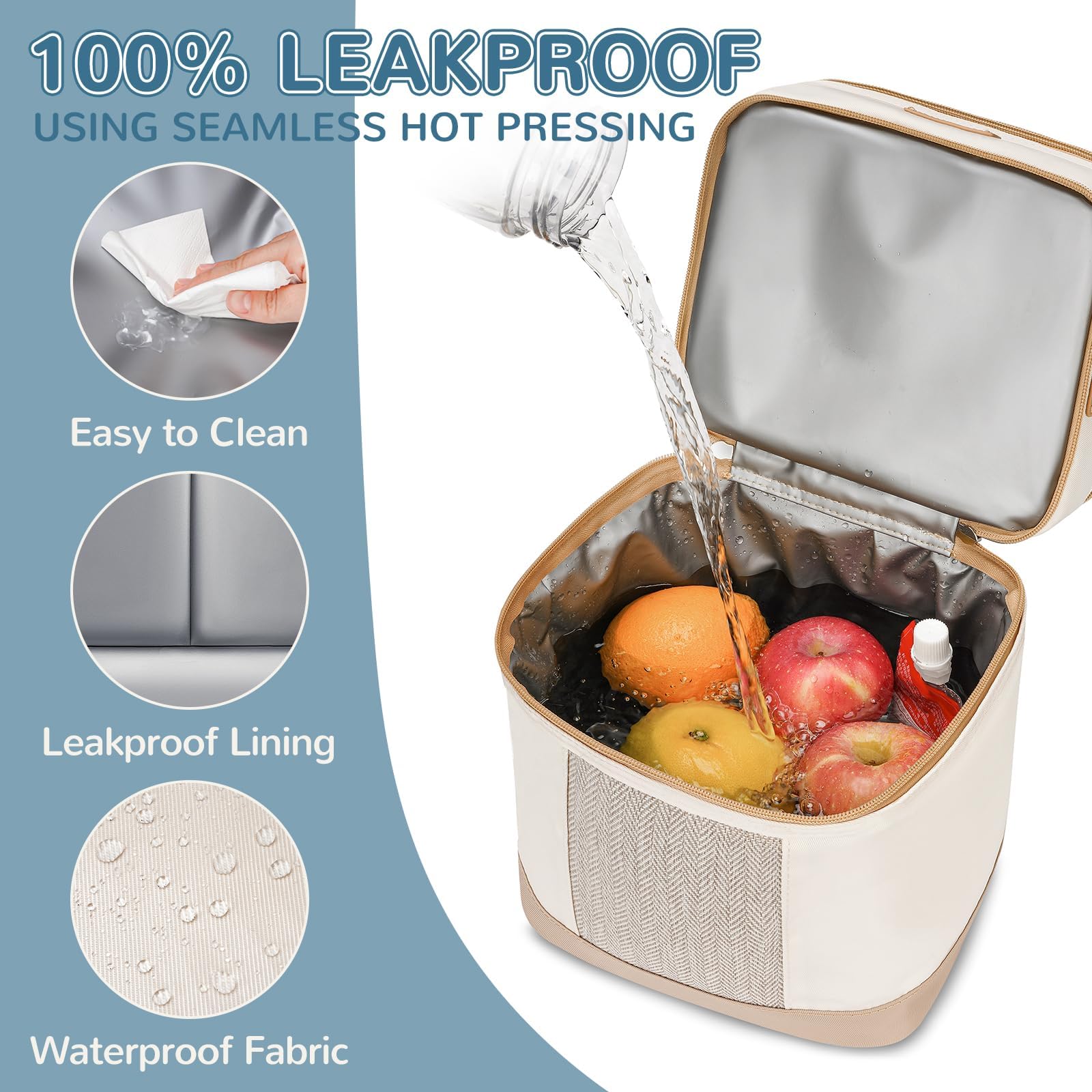 Mancro breastmilk cooler bag side view highlighting leakproof EVA lining